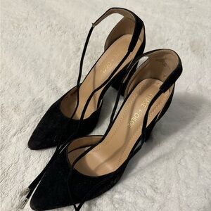 chase + chloe suede lace up heels